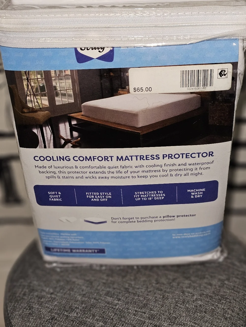 NIP Sealy Cool Comfort King Fitted Mattress Protector - White
